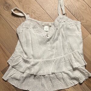 URBAN Romantics White Camisole with Lace and Ruffles